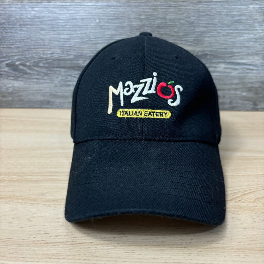 Mazzios Italian Eatery Hat Cap Fitted L-XL‎ Black Flexfit Baseball Cap